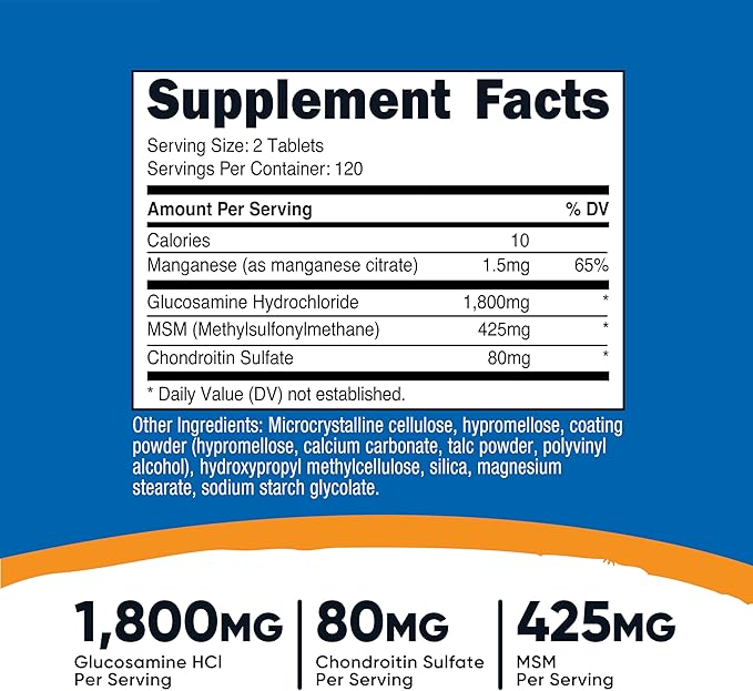 Nutricost Glucosamine 1800mg with Chondroitin & MSM, 240 Tablets, 120 Servings - Non-GMO, Gluten Free (Pack of 2)