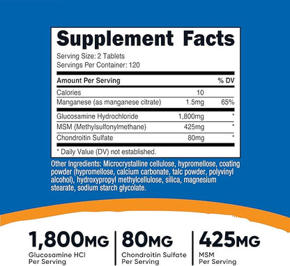 Nutricost Glucosamine 1800mg with Chondroitin & MSM, 240 Tablets, 120 Servings - Non-GMO, Gluten Free (Pack of 2)