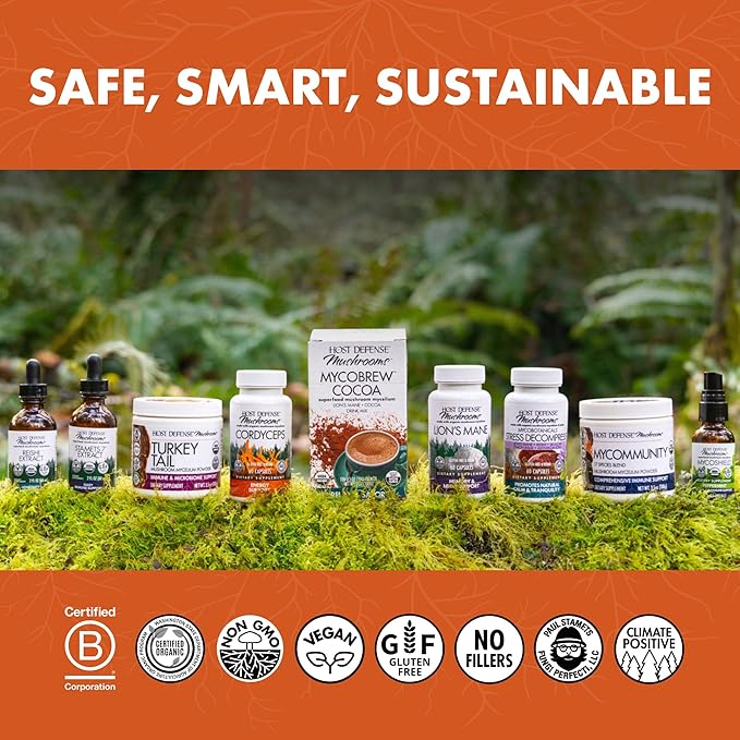 Host Defense MycoBotanicals Energy* Capsules - Energy & Respiratory Support Supplement - Herbal Green Tea Capsules - Respiratory Supplement with Cordyceps, Reishi & Chaga - 60 Capsules (30 Servings)*