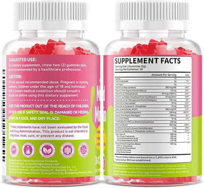Methylated Vitamin B Complex Gummies for Women & Men, Multivitanins Gummy with Vitamin A, C ,E, Methylfolate & B12, TMG, Calcium, D3 K2, Magnesium & More for Overall Health-Vegan, Sugar Free,120 Cts