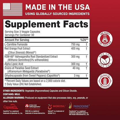 SteelFit Steel Core, Stimulant-Free Fat Burner & Weight Loss Pills Supplement - Cortisol, Belly Fat, Metabolism Booster for Men & Women - L-Carnitine, Morosil, Ashwagandha, Alpha Lipoic Acid - 90ct