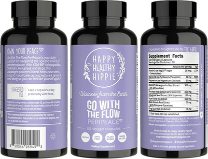 Perimenopause Supplements for Women - Hot Flash, Night Sweat, Mood & Sleep Support | Vegan Hormone Balance Capsules with KSM-66 Ashwagandha, Shatavari & Black Cohosh | Estrogen-Free, 60ct