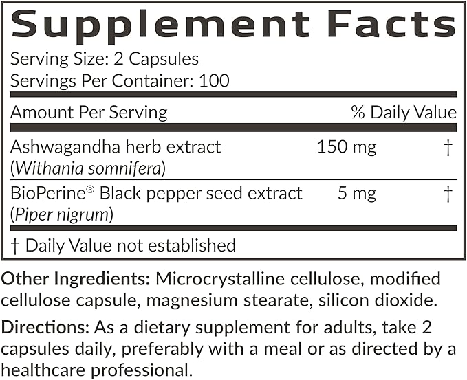 Futurebiotics Ashwagandha Extra Strength Stress & Mood Support with BioPerine - Non GMO Formula, 200 Vegetarian Capsules
