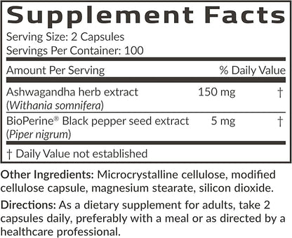 Futurebiotics Ashwagandha Extra Strength Stress & Mood Support with BioPerine - Non GMO Formula, 200 Vegetarian Capsules
