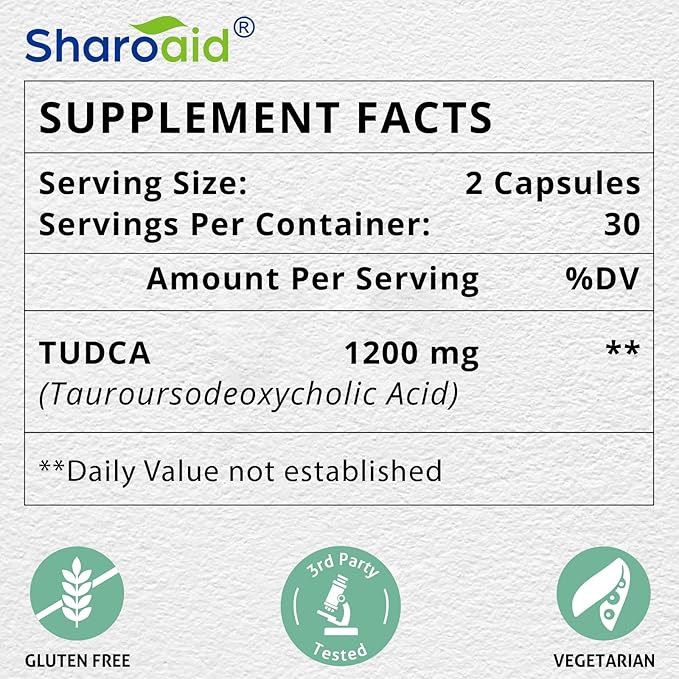TUDCA Liver Support Supplements 1200 mg-Third Party Tested-High Strength Formula-Bile Salts for Liver Detox Cleanse-Vegan Capsules for Liver,Kidney,Gallbladder Health,1 Bottle-60 Capsules