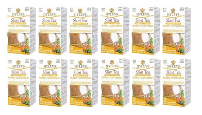 Hyleys Slim Tea Pineapple Flavor - Weight Loss Herbal Supplement Cleanse and Detox - 25 Tea Bags (12 Pack)