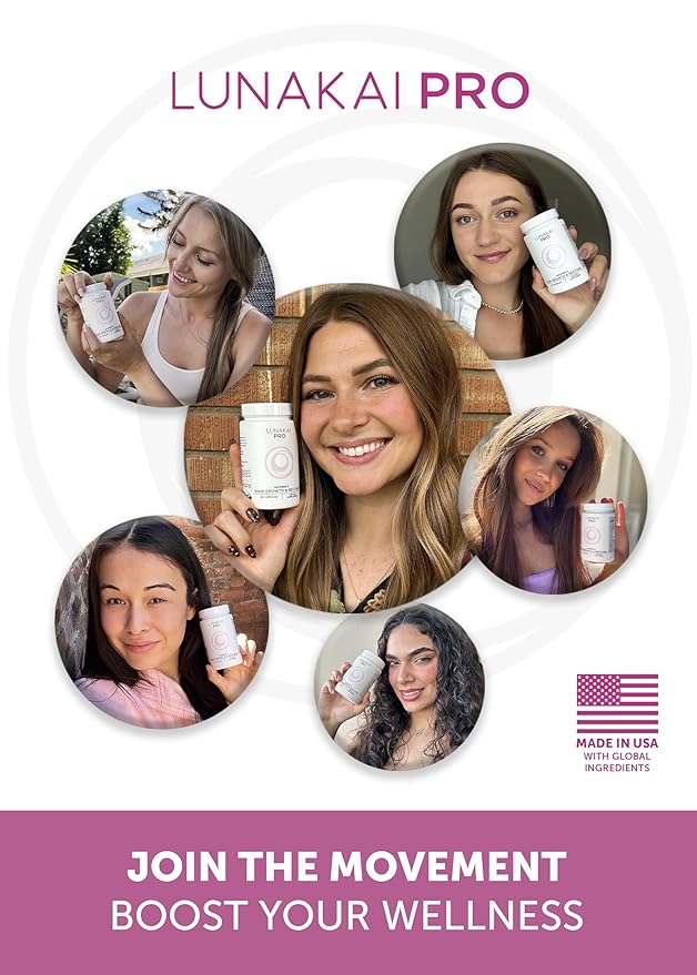 Lunakai PRO USA Made Hair Growth Supplement for Women - Advanced 20 Nutrient with Marine Collagen, Saw Palmetto, Biotin & Keratin - Daily Hair Vitamins for Thicker Strands - 90 Capsules