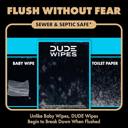 DUDE Wipes Morning Grind Flushable Wipes - Coffee Scented Extra-Large Adult Wet Wipes - 6 Pack (288 Count) - Infused with Coffee Oil, Vitamin E, and Aloe - Septic and Sewer Safe