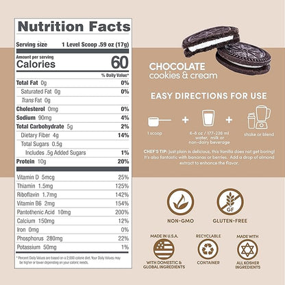 Designer Wellness, Designer Lite, Low Calorie Natural Protein, Prebiotic Fiber, Key Vitamins & Minerals, Chocolate Cookies & Cream, 9.03 Ounces