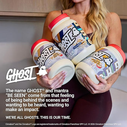 GHOST Vegan V2 Protein Powder, Peanut Butter Cereal Milk – 2.8LB Tub, 27G of Protein - Plant-Based Pea & Organic Pumpkin Blend Protein with Fiber & Iron Flavored Post Workout Shakes - Soy, Gluten Free