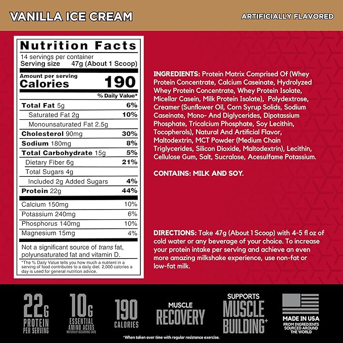 BSN SYNTHA-6 Premium Protein Powder with 6g of Fiber, Whey Isolate, Micellar Casein, Milk Protein Isolate, 5g of Fat, Vanilla Ice Cream, 14 Servings, 1.45 Pound (Packaging May Vary)