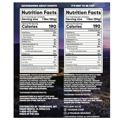 TRUBAR “Wicked” Vegan Protein Bar Variety Pack – It’s Mint to Be Chip & Daydreaming About Donuts, Plant Based, Gluten Free, Dairy Free, No Sugar Alcohols, 12g Protein, 11g Fiber, Healthy Snack Bars, 15 count