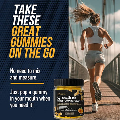 musebeam Creatine Monohydrate 5000mg Supplement Gummies - with L-Taurine Betaine Anhydrous Alpha-GPC BCAA 2:1:1 - Sugar-Free Gluten Free for Men Women