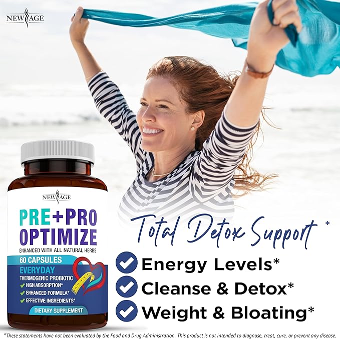 NEW AGE Pro Optimize Probiotics for Women, Menopause, Digestive Health - Support for Bloating, Hot Flashes, Joint Support, Night Sweats - Gut Health & Metabolism - Dong Quai (60 (Pack of 1))