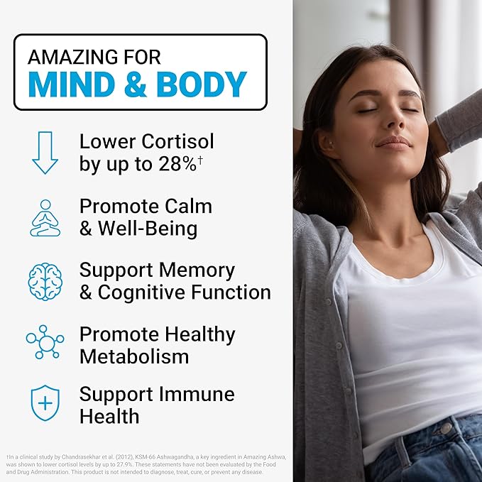 Force Factor Amazing Ashwa for Stress Relief, Memory, Focus, and Immune Support Health, Ashwaganda Supplement with KSM-66 Ashwagandha for Stress, 180 Soft Chews