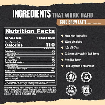 Animal 100% Whey Protein Powder Samples & 25oz BPA Free Shaker Bottle – Real Instant Iced Coffee Whey + 20g of Protein, 120mg of Caffeine Meal Replacement with BCAA – Cold Brew Latte, 3 Single Packets