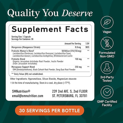 Probiotics for Women | 50 Billion CFU for Vaginal, pH Balance & Digestive Health Support | Female Probiotics with Prebiotics & Hormone Balance Blend | Shelf Stable | Vegan, Gluten-Free | 30 Ct