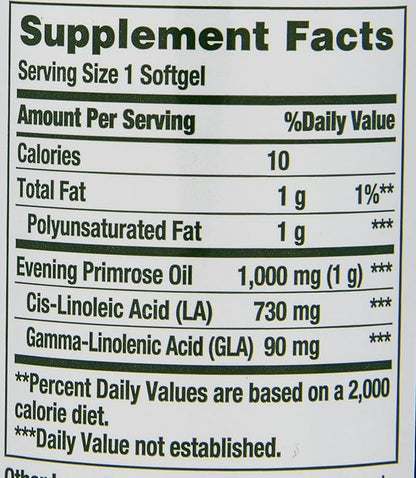 Nature's Bounty Primrose Oil 1000mg, Promotes Women's Health, Herbal Supplement, Gluten Free, Rapid Release,60 Softgels (Pack of 3)