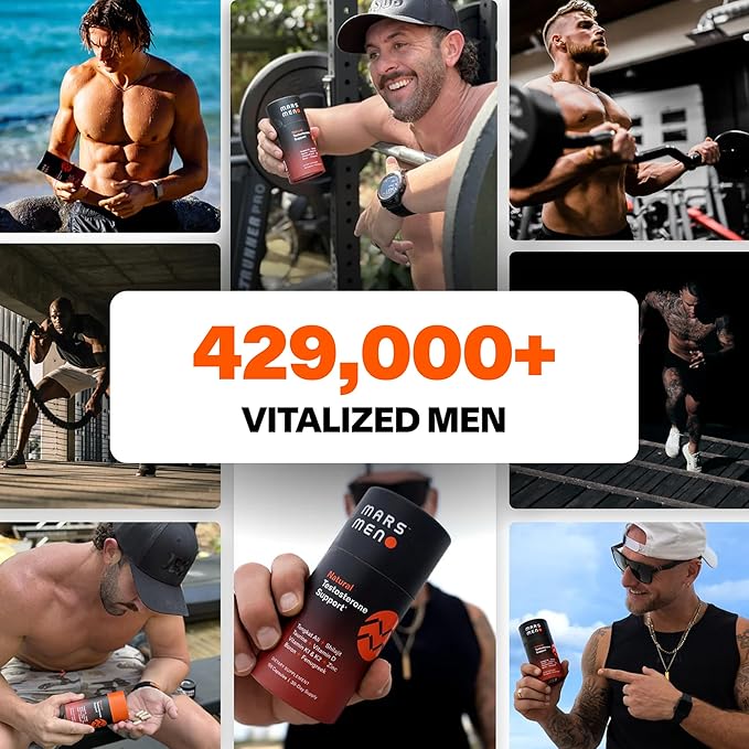 MARS MEN Testosterone Booster for Men - Natural Supplement Premium Tongkat Ali, Fenugreek, Shilajit & Boron - Male Support - Libido, Energy & Muscle Growth Support - 30 Servings