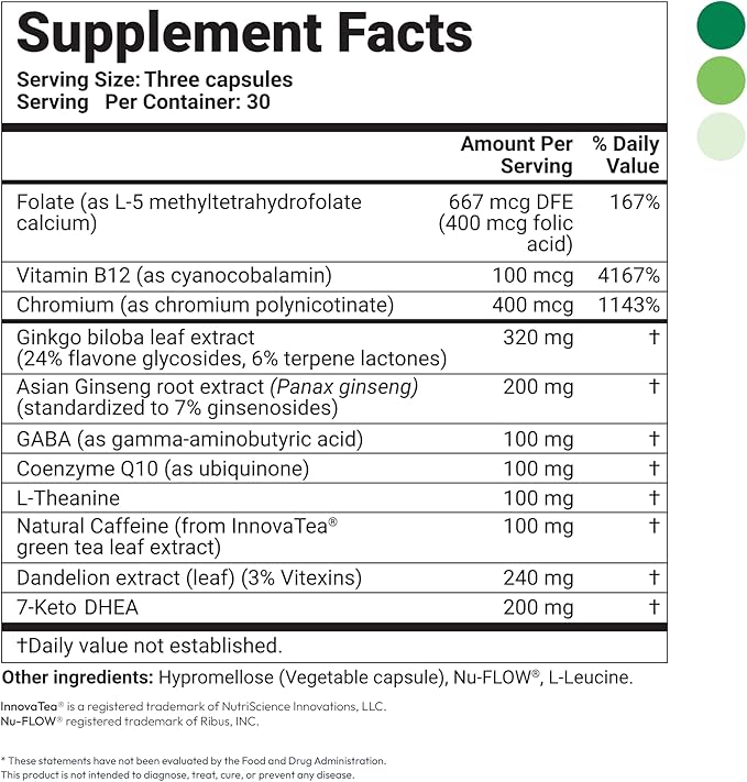 Daily Boost for Women & Men 3-in-1 Metabolism, Focus & Steady Energy Support | 7-Keto DHEA, Green Tea Caffeine, CoQ10 & Ginseng | 90 Capsules