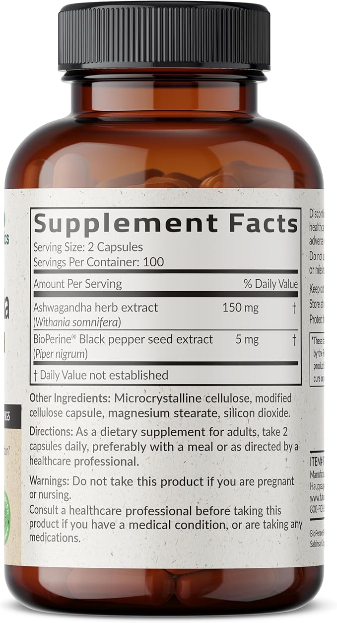 Futurebiotics Ashwagandha Extra Strength Stress & Mood Support with BioPerine - Non GMO Formula, 200 Vegetarian Capsules