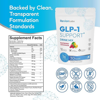 GLP-1 Support Drink Mix Powder - Weight Loss Support Natural Appetite Suppressant & Metabolic Booster for Women Men - Daily Fat Burn Cravings Control & Gut Health GLP1 Support Supplement