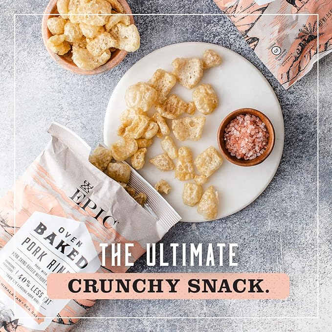 EPIC Pink Himalayan Salt Pork Rinds, Keto Consumer Friendly, 4Ct Box 2.5oz bags (Pack of 4)
