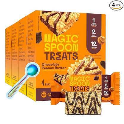 Magic Spoon Treats - 16 High Protein Bars, Chocolate Peanut Butter - High Protein Gluten Free Snack - Sugar & Gluten Free Free Protein Cereal Bar - Low Carb & Keto Friendly - Healthy Snacks