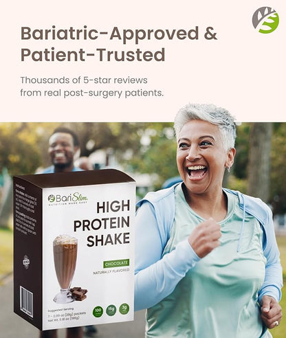 BariSlim High Protein Shake - Delicious & Nutritious Meal Replacement Shake - Low Sugar & Carb - Formulated for Bariatric Patients & Post-Weight Loss Surgery Support | Chocolate Shake (9 oz)