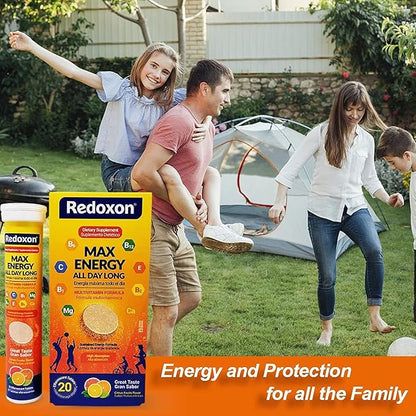 Redoxon Max Energy, Helps Support Inmune System, Citrus Flavor, 20 Effervescent Tablets, 2.82 Oz, Box
