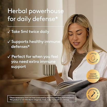 Immune + Wellbeing Syrup, Herbal Formula with Elderberry, Echinacea & Olive Leaf, High Absorption, Wild Berry Flavor, Plant-Based - 6.7 Fl oz (40 Servings)