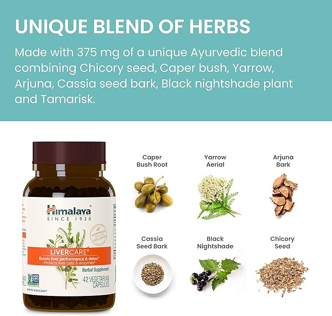 Himalaya LiverCare, 180 Day Supply - Herbal Liver Support Promoting Waste Elimination, Liver Cleanse, Detox, and Bile Production - Vegan, Non-GMO, Gluten Free, 375 mg, 180 Capsules (Pack of 2)