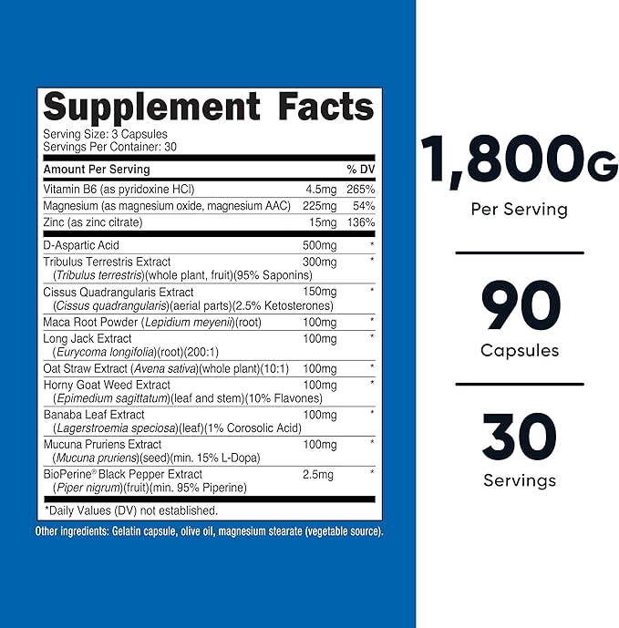 Nutricost Testosterone Support Complex (90 Capsules) -1800mg Per Serving