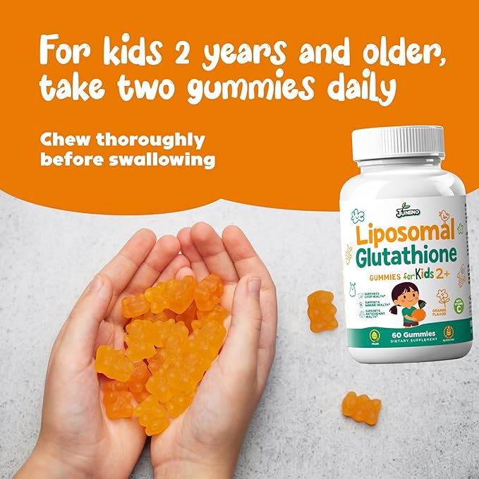 Liposomal Glutathione Gummies for Kids - Vitamin C Supplement for Healthy Immune Support Antioxidants & Detox - Sugar Free Vegan Non GMO