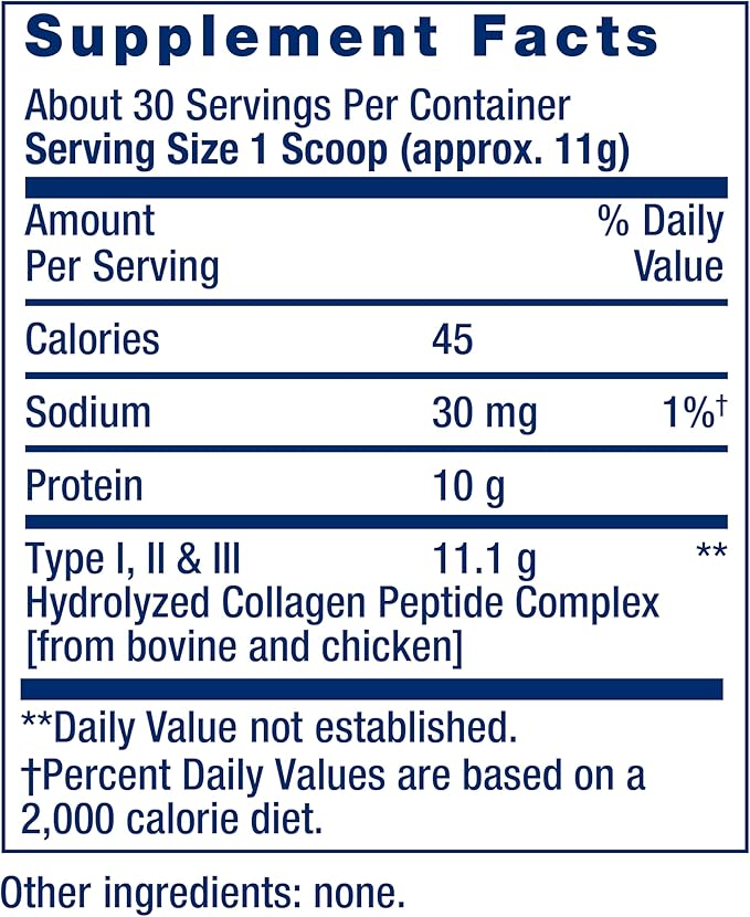 Life Extension Collagen Peptides for Skin & Joints, Collagen Types I, II & III in an Easy-Mix Powder, Gluten Free, Non-GMO, net Weight 343 Grams