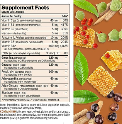 ANDREW LESSMAN Urgent Energy 360 Capsules - Provides a Safe, Healthy Means of Enhancing Energy Levels and Feelings of Well-Being, Green Tea, Guarana, Ginseng, Royal Jelly, Ashwagandha, B-Complex