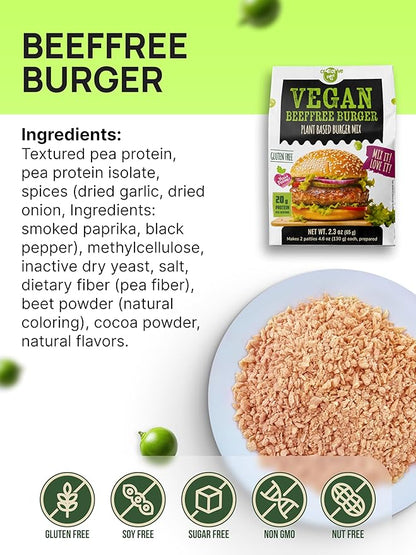 Creative Pea Vegan Variety Pack | Plant-Based Burger, Nuggets, Fish Sticks & Kebab Mix | High-Protein Shelf-Stable Meal Kit | Just Add Water & Oil | Gluten-Free | 4 x 65g