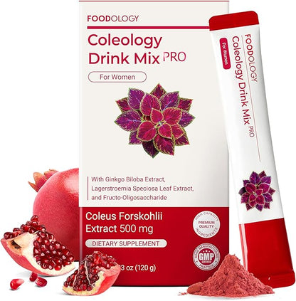 FOODOLOGY Coleology Drink Mix PRO | 3,000mg Prebiotic Fiber & Metabolism Support | Daily Pomegranate Stick Powder for Gut Health & Weight Management | 15 Sticks