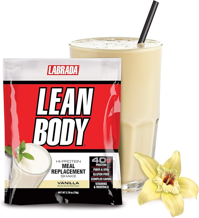 Lean Body All-In-One Vanilla Meal Replacement Shake. 40g Protein, Whey Blend MRP, 8g Healthy Fats & Fibre, 22 Vitamins and Minerals, No artificial colours, Gluten Free, (20 MRP Packets)