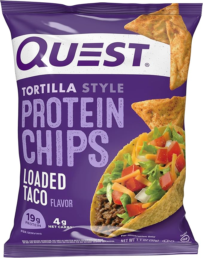 Quest Nutrition Tortilla Style Protein Chips Variety Pack, Chili Lime, Nacho Cheese, Loaded Taco, Low Carb, High Protein, Gluten Free, 1.1 oz (Pack of 12)