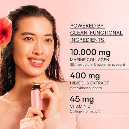 Happy Aging Marine Collagen Peptides Glow Shot 10,000mg - Liquid Collagen for Women with Liposomal Delivery - Promotes Skin Hydration, Elasticity & Radiance - Supports Hair & Nails, 10 Shots