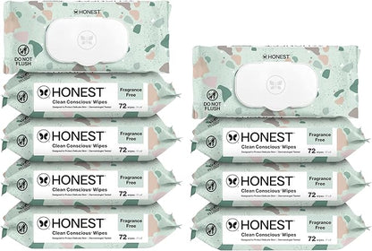 The Honest Company Unscented Wipes Over 99% Water Compostable Plant-Based Baby Hypoallergenic for Sensitive Skin EWG Verified Geo Mood 648 Count