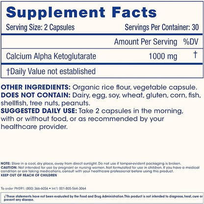 ProHealth, Ca AKG Supplement (Alpha Ketoglutarate) (1,000 mg per 2 Capsule Serving, 60 Capsules). Supports Metabolic Function and Healthy Aging Processes. (Pack of 2)