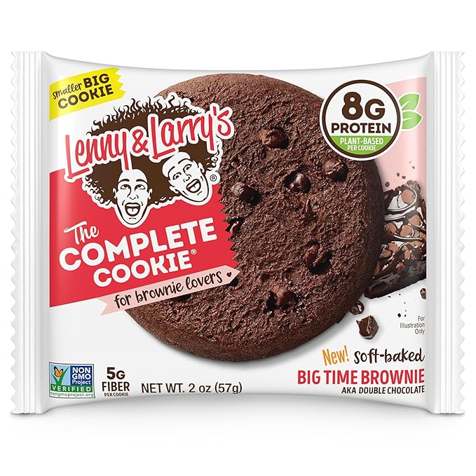Lenny & Larry's Complete Protein Cookie,[Big Time Brownie],Chewy Soft Baked,16g Plant Protein,Vegan,Non-GMO,High Fiber,[2 Ounce] Cookie,(Pack of 24)
