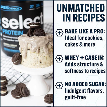 PEScience Select Protein Powder, Whey and Casein Blend, Lean Protein Powder for Women and Men, Low Calorie, Low Carb, Keto Friendly, Gluten Free, Cookies and Cream - 27 Servings