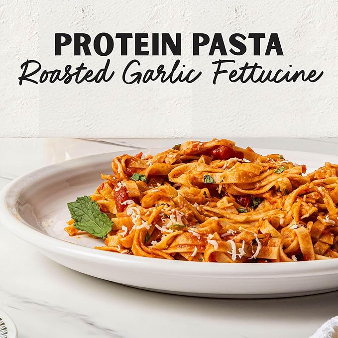 Al Dente Protein Pasta Egg & Roasted Garlic Fettuccine - 30g High Protein in 3.5oz Serving, Lower Carb. Cage-Free Eggs & Semolina. (Previously Carba-Nada, Packaging May Vary) - 10oz Bags (Pack of 2)