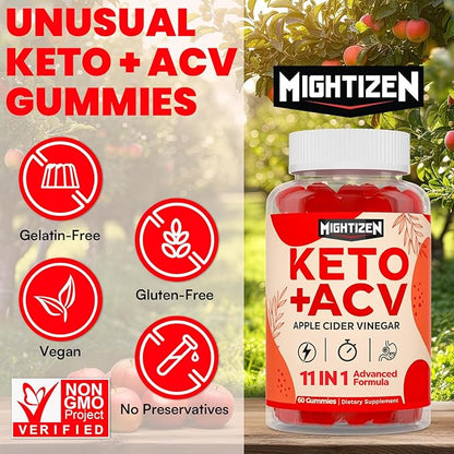Apple Cider Vinegar Gummies, Max Strength Keto Acv Gummies with Green Tea, Probiotics, B12, B6, Keto Support, Apple Cider Vinegar with Mother for Detox & Cleanse, Digestion & Gut, Vegan, 120 Counts