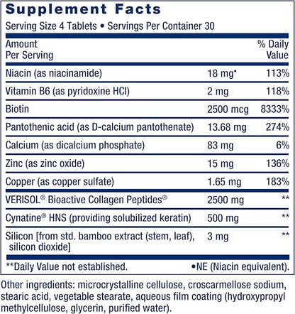 Life Extension Hair,Skin,& Nails- Collagen Plus,120 Count (Pack of 2)