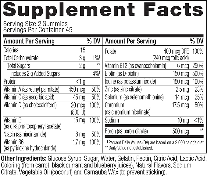 OLLY Women's Multivitamin Gummy, Vitamins A, D, C, E, Biotin, Folic Acid, Adult Chewable Vitamin, Berry Flavor, 45 Day Supply - 90 Count