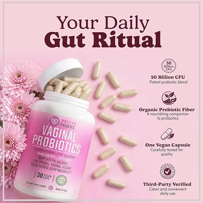 Pretty Privates Vaginal Probiotics for Women - Vaginal Health - PH Balance from a Probiotic Supplement - Not a Suppository - 60ct